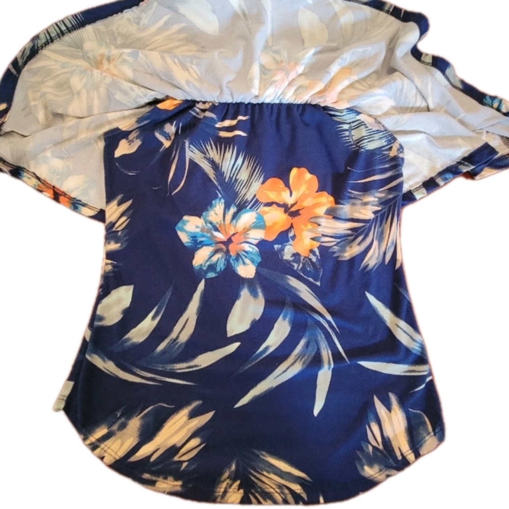 VIBE Sportswear Blue Floral Top Buttery Soft 🌴⛵️ - Picture 5 of 6